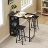 3 Pcs Bar Table and Stools Set, Metal Frame Dining Table and 2 Stools with 3 Tier Storage Shelves, Space Saving Breakfast Bar for Small Apartment - 2 of 4
