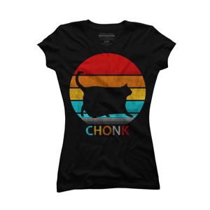 Junior's Design By Humans Vintage Chonk Cat Silhouette By ZeusSE T-Shirt - 1 of 3