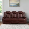 MAYEERTY Power Reclining Sofa, Electric 3-Seat Leather Recliner with USB Charging, Reversible Table & Ambient LED Lighting for Living Room, Brown - 2 of 4