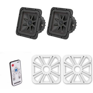 Kicker (2) 45L7R102 L7R 10-Inch (25cm) Subwoofer, Dual Voice Coil, 2-Ohm w/ White LED Grill & Remote Bundle - 1 of 4