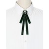 INSPIRE CHIC Women's Velvet Bow Brooch Tie Neck Band Ties Flatback Beads Decor - 4 of 4