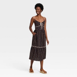 Women's Ruffle Maxi Pullover Sundress - Universal Thread Brown Floral L :  Target
