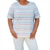 Women's Cuffed Elbow Sleeve Bateau Stripe Jersey Knit Top - Multiples - 2 of 4