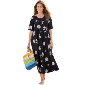 Woman Within Women's Plus Size Stamped Empire Waist Dress - 1 of 4
