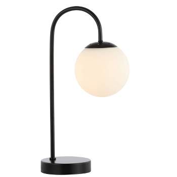 18.25" Iron and Glass Arco Minimalist Mid Century Globe Table Lamp (Includes LED Light Bulb) Black - Jonathan Y