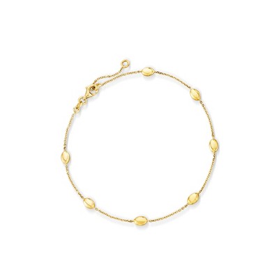 Ross-Simons Italian 14kt Yellow Gold Oval-Bead Station Anklet Size 9