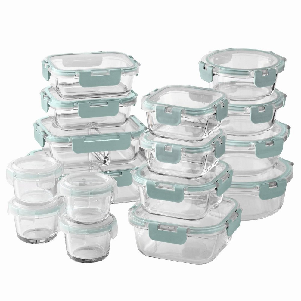 Photos - Food Container Cook With Color 32pc Glass Food Storage Container Set Teal: Borosilicate Glass, Freezer & Dishwasher Safe, Polypropylene Lid