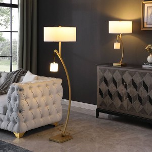 59" Contemporary Arc with Hanging Pendulum Metal Floor Lamp Gold - Ore International - 1 of 4