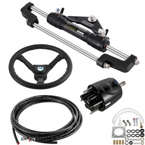 VEVOR Hydraulic Boat Steering Kit 300HP, Hydraulic Steering Kit Helm Pump, with 20 Feet Hydraulic Steering Hose, Silver & Black - 1 of 4