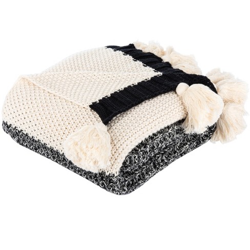 Black pom best sale pom throw blanket