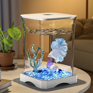 Coucheta High-Transparency Fish Tanks, Mini Desktop Rectangular Fish Tank with Top Feeding Hole Built-in Bottom Light, Compact Tank Decoration - 1 of 4
