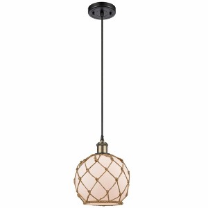 Farmhouse Rope - 1 Light Cord Hung Mini Pendant In Industrial Style-10 Inches Tall and 8 Inches Wide - 1 of 1
