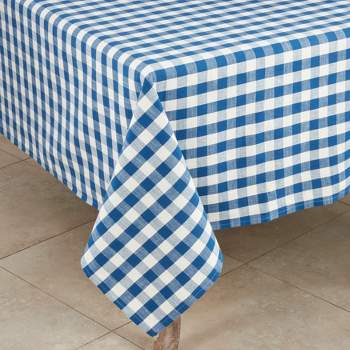 Saro Lifestyle Classic Picnic Summer Cotton Gingham Plaid Design Tablecloth
