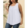 Women's Tank Tops Loose Fit Pleated Square Neck Sleeveless Tops Shirts Curved Hem Summer Outfit - 4 of 4