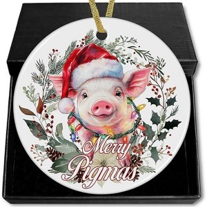 Lomsoe Pig Merry Pigmas Christmas Ceramic Ornaments Decor Farmhouse Animal Pigs Christmas Tree Haning Ornaments Decor Pigs Lovers Gift - 1 of 1