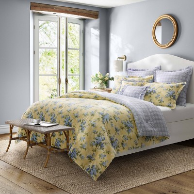 King Blue and Yellow Cotton Reversible Comforter Set
