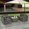 Sapphtopaz Patio Furniture Set Wicker Woven Outdoor Conversation Chairs with Cushions and Square Coffee Table for Outdoor, Terrace - 3 of 4