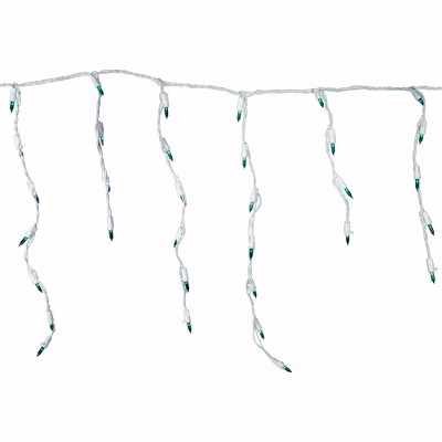J. Hofert Co Set of 100 Green Everglow Icicle Christmas Lights, 6.6' White Wire
