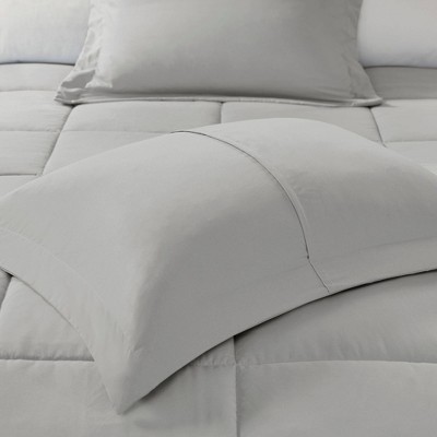 King Gray Microfiber Down Alternative Comforter Set