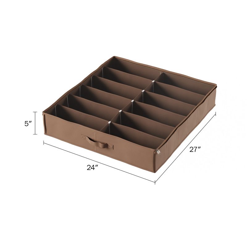 Hastings Home Under-Bed Shoe Storage Organizer With Clear Plastic Zippered Cover - Brown, 2 of 7