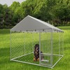 SEVOBAL Pet Doors, Gates and Pens Large Dog Kennel with Swivel Feeder and Waterproof Cover for Outdoor Use, Silver, 10"*10"*5" - 3 of 4