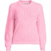 Lands' End Women's Eyelash Fuzzy Pointelle Puff Sleeve Sweater - 3 of 4