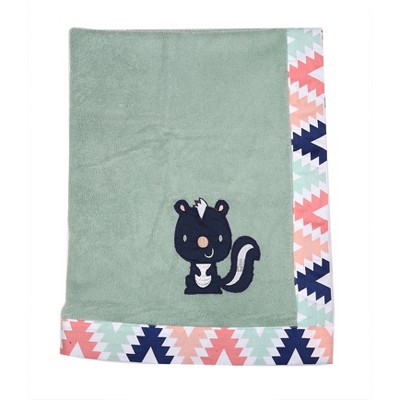 Bacati - Aztec Coral/Mint/Navy Coral Owls Embroidered Blanket