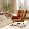 COZONY Nursery Rocking Chair, Plush Teddy Upholstered Glider Rocker with High Backrest, Comfy Accent Chair for Living Room, Bedroom & Breastfeeding - 3 of 4