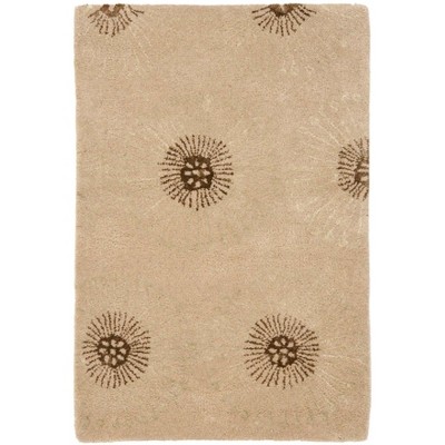 Ivory and Brown Hand-Tufted Wool and Viscose Rug, 2' x 3'