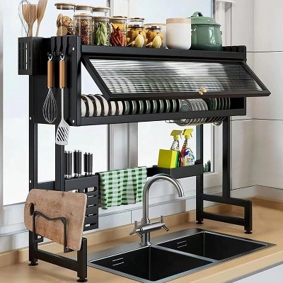 Racxily 3-Tier Dish Drying Rack, Over Sink Dish Drying Rack, 105cm Over Sink Dish Shelf, Large Sink Storage Organizer for Kitchen