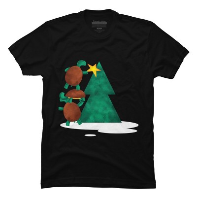 Men's Design By Humans Christmas Tree Turtle By moredesignsplease T-Shirt