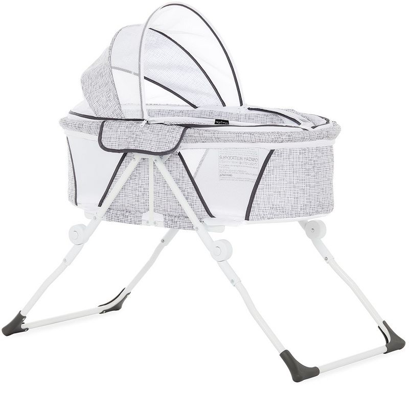 Dream On Me JPMA Certified Karley Plus Portable Bassinet With Removable Canopy And Folding Legs in Cool Grey, 4 of 14