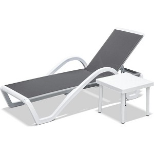 Maggift Patio Chaise Lounges Outdoor Lounger Sunbathe Chair with Arms, with Table, for Patio, Garden, Beach，Portable，Gray，67.06"*27.07"*37.18" - 1 of 4