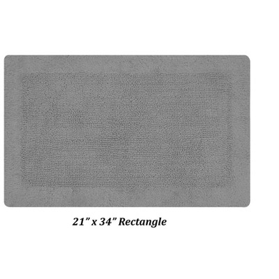 Gray 21" x 34" Cotton Tufted Reversible Bath Rug