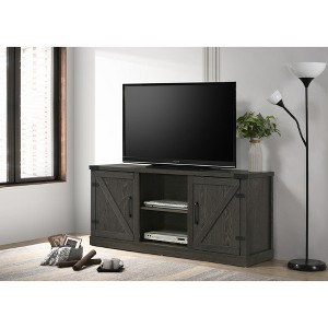 58" TV Stand with 2 Open Shelves, 2 Barn Style Cabinets, and Cable Management for Living Room and Bedroom - 1 of 4