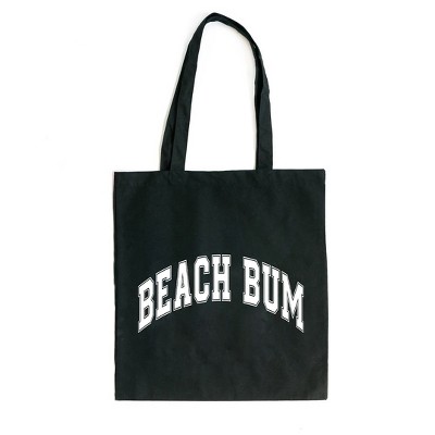 City Creek Prints Varsity Beach Bum Canvas Tote Bag - 15x16 - Black