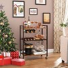 MaseiKar Bar Cart, 3-Tier Coffee Cart with Wheels, Kitchen Cart, Wine Cart with Wine Rack and Glass Holder, Rolling Serving Cart for Home, Bar,  Brown - 2 of 4