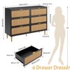 6 Drawer Dresser for Bedroom, Rattan Chest of Drawers w/ Deep Drawers Large Modern Double Dresser for Closet w/ Wide Top Horizontal Wooden Dresser - 2 of 4