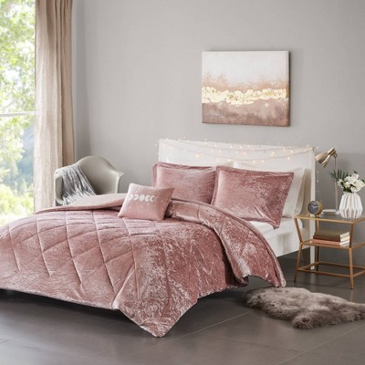 3pc Twin/Twin Extra Long Alyssa Velvet Duvet Cover Set - Blush