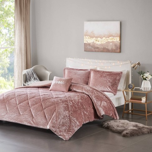 3pc Twin Twin Extra Long Alyssa Velvet Duvet Cover Set Blush Target