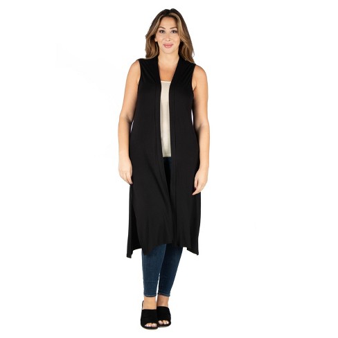 Long black vest hot sale plus size