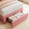 Acekool Kids Twin Bed, Boucle Upholstered Bed Frame with Storage Drawer, Wavy Headboard & Strong Wooden Slats, No Box Spring Needed, Pink - 4 of 4