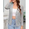 Women's  V Neck Cardigan With Raglan Long Sleeve Lightweight Crochet Hollowed-Out Knit Sweater Tops With Button - 2 of 4