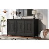 59.1" MDF Modern TV Stand with Geometric Doors, Metal Handles, Two Cabinets and Solid Wood Legs for TVs up to 65" with Adjustable Shelves - 3 of 4