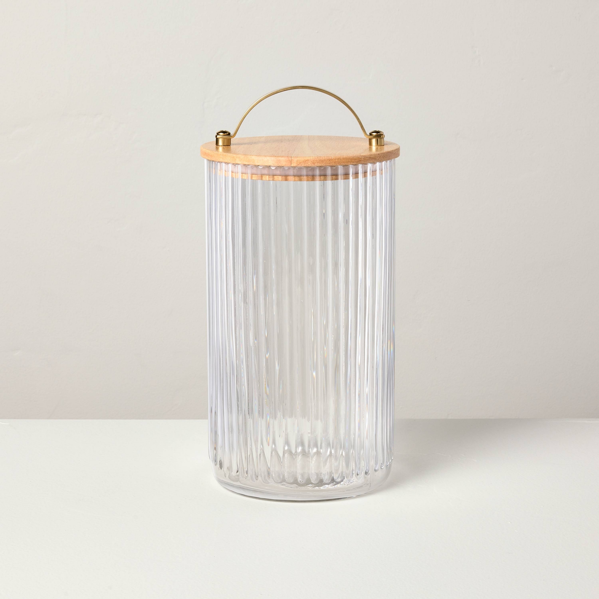 64oz Fluted Glass Storage Canister with Wood Lid - Hearth & Hand™ with Magnolia