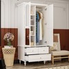 FUFU&GAGA White Wardrobe with Mirror-Door 3-Drawer: Traditional Elegance Armoire - 3 of 4