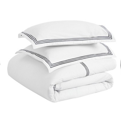 Cotton Three-Line Embroidered 3 Piece Duvet Cover Set by Blue Nile Mills