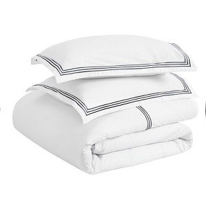Cotton Three-Line Embroidered 3 Piece Duvet Cover Set by Blue Nile Mills - 1 of 4