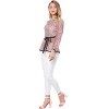 INSPIRE CHIC Women's Semi-Sheer Elegant Tie Waist Long Sleeve Floral Lace Peplum Blouses - 4 of 4