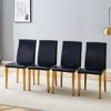 FURNIinspire Dining Chairs Set of 4 PU dining chairs for Dining room, Golden Metal Legs versatile dining chairs, Black, 16"*19"*35" - 2 of 4